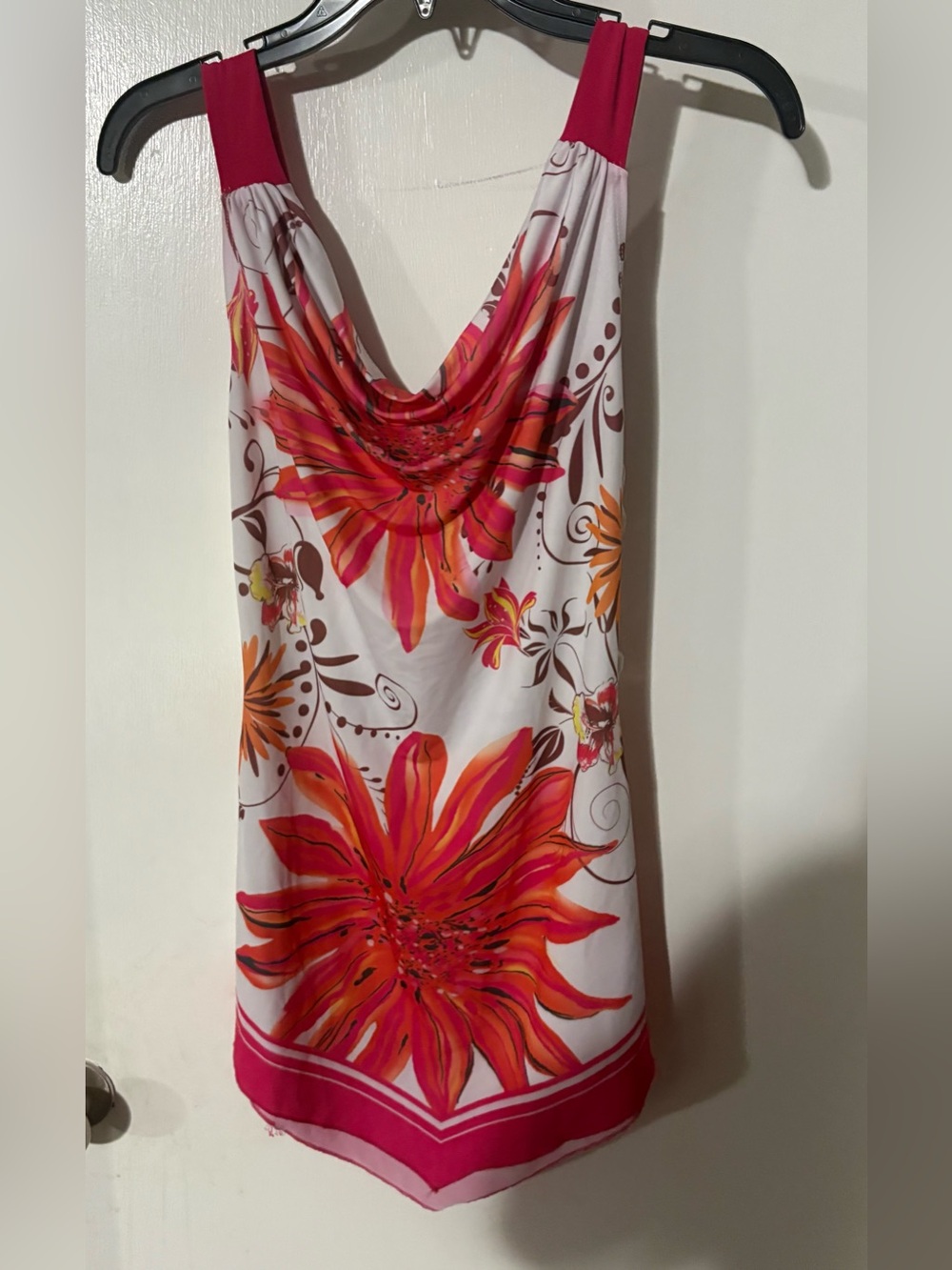 Dots Pink and Orange Floral Cowl Neck shirt